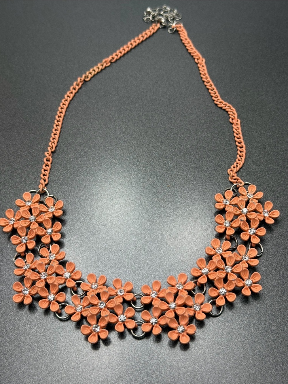 Vintage Peach Enamel Floral Necklace